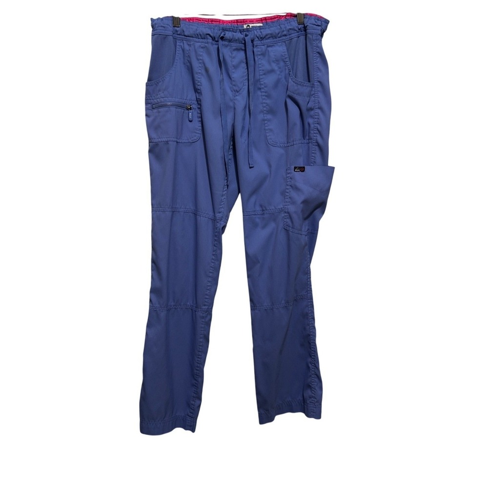 Koi Lite Womens Scrub Pants M Blue Utility Cargo Medical Workwear Straight Leg